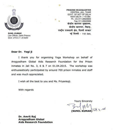 Certification Of Appritiation By Prisons Headquarter Central Jail, Tihar Govt. Of Delhi 