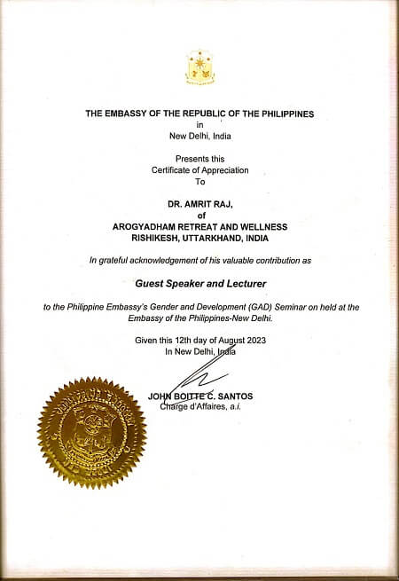 Certification Of Appritiation By The Embassy Of The Republic Of The Philippines